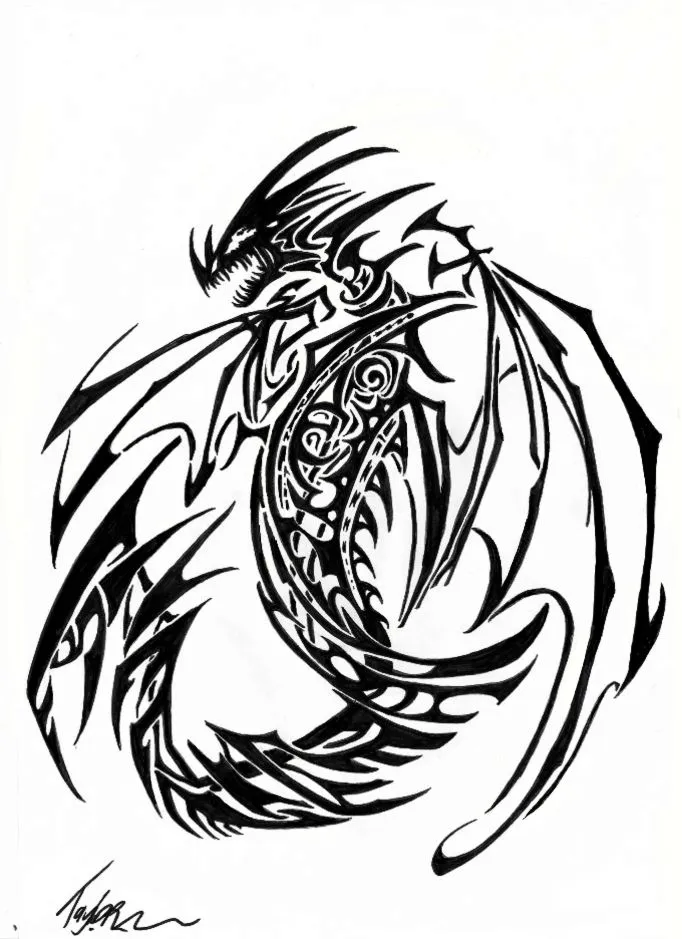 Tribal Dragon Tattoo by ValliantCreations on DeviantArt Tribal Dragon Tattoo by ValliantCreations on DeviantArt