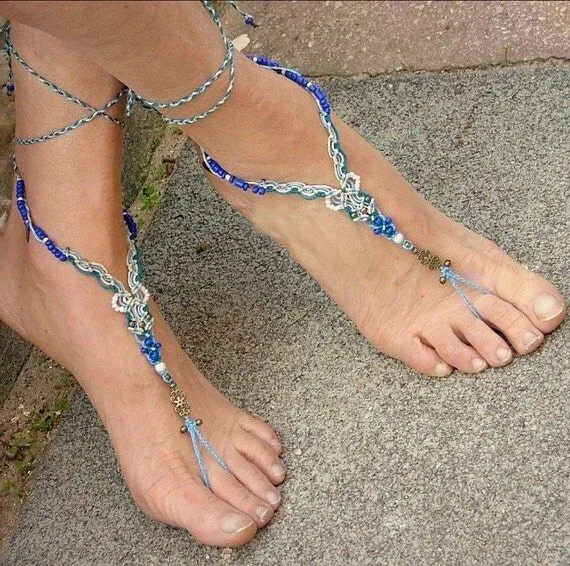 Tribal macrame sandalias Descalzas océano por MammaEarthCreations