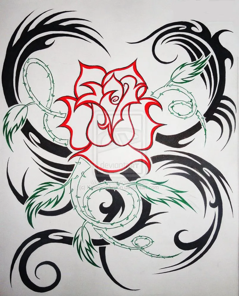 tribal rose tattoo 1