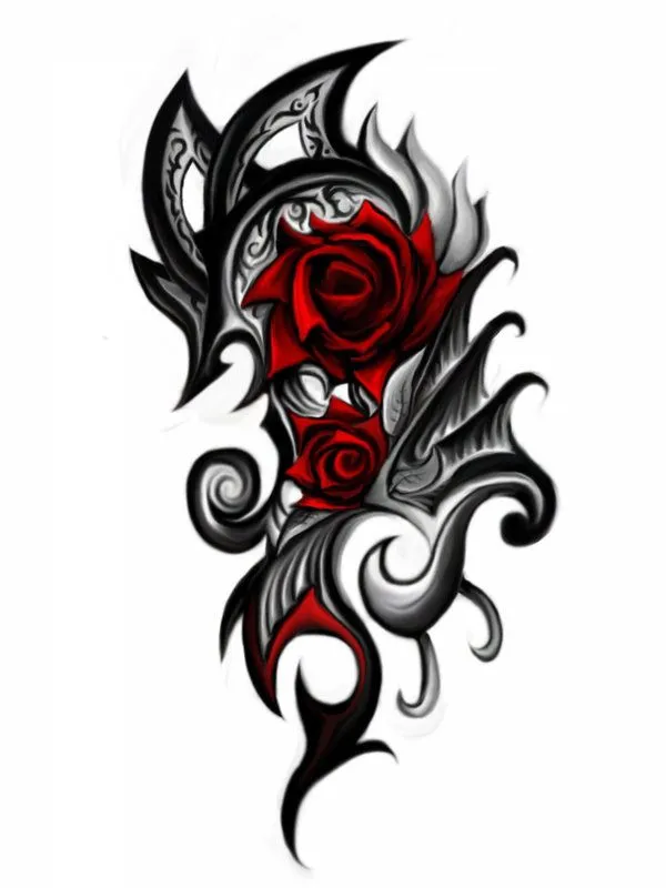 rose tribal tattoo design 4