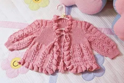 TRICO y CROCHET-madona-mía: Suéter tejido para niña en color rosa
