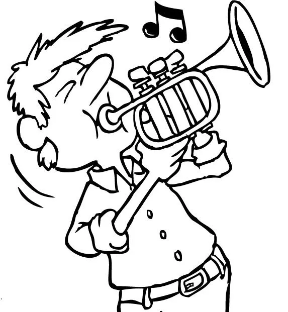 Niño tocando trompeta para colorear - Imagui