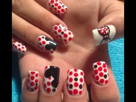 Tutorial decoracion de uñas de acrilico Mickey Mouse /Mickey Mouse ...