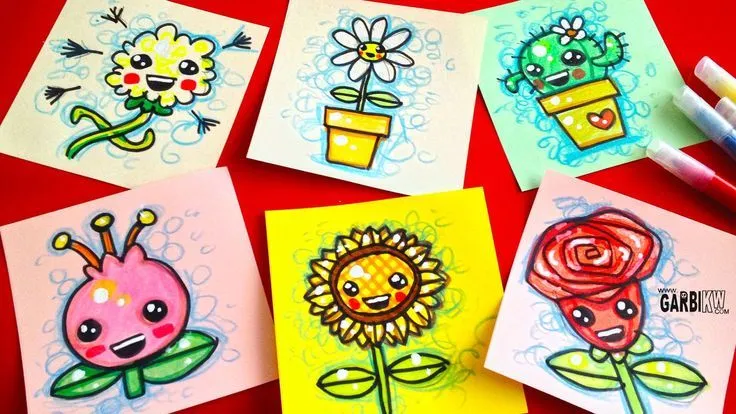 Tutorial Cómo dibujar Flores Bonitas - Dibujos sencillos y Kawaii ...