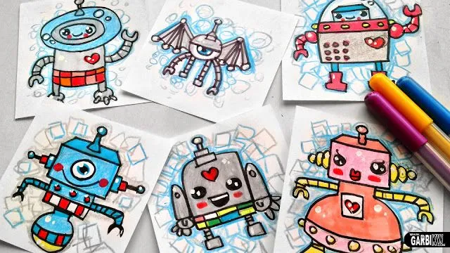 Tutorial Cómo dibujar Robots bonitos - Dibujos sencillos y Kawaii ...
