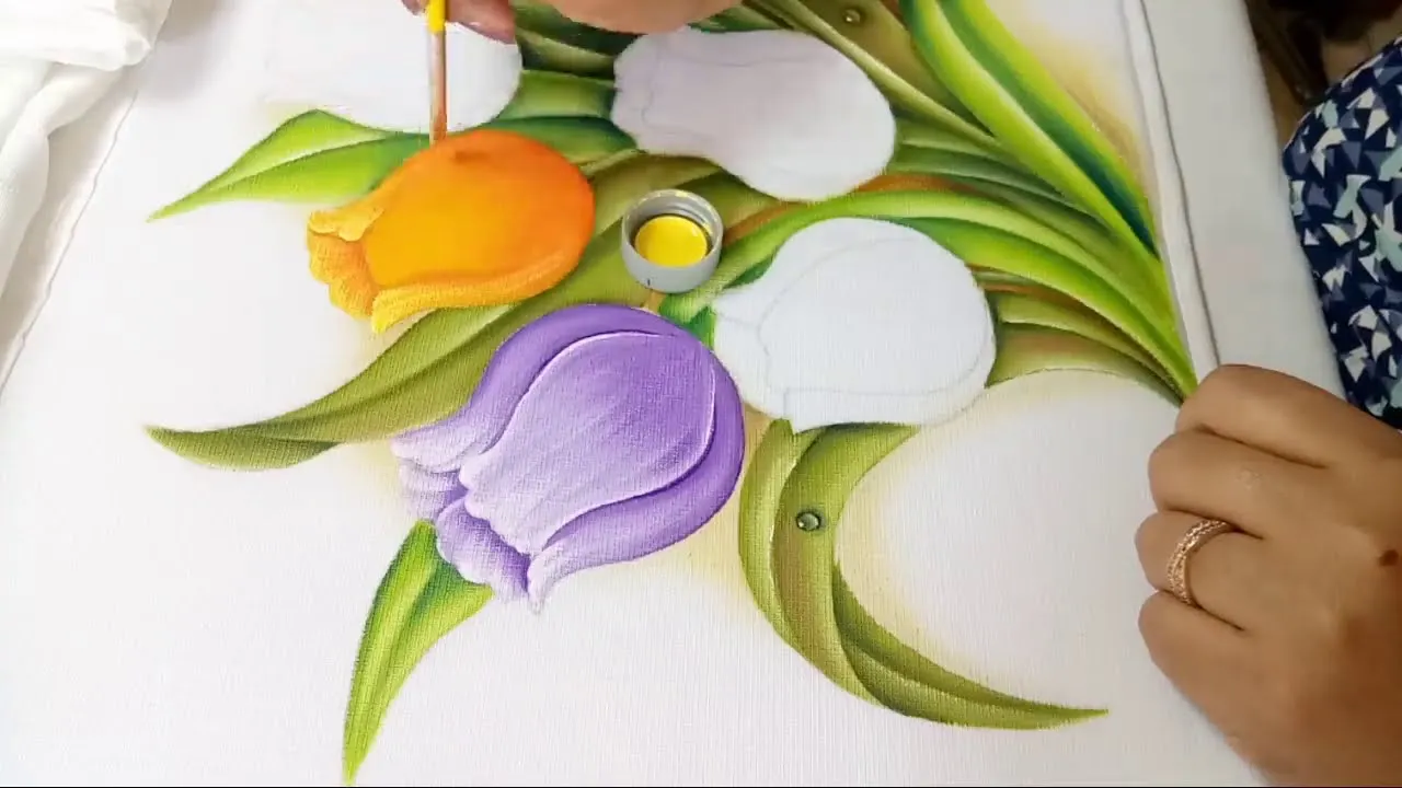 Tutorial De Pintura Textil / Como Pintar Tulipanes / How To Paint Tulips -  YouTube