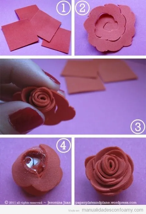tutorial para hacer rosa paso a paso con goma EVA | Foami | Pinterest
