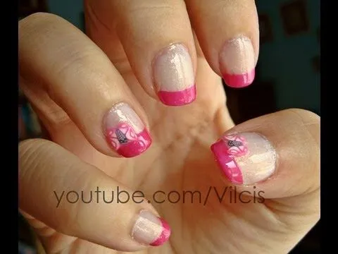 Tutorial uñas: polímero fimo mariposa rosa / Nail tutorial: fimo ...