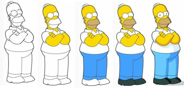 Tutoriales para dibujar a Homero Simpson en el Photoshop | Pixelco