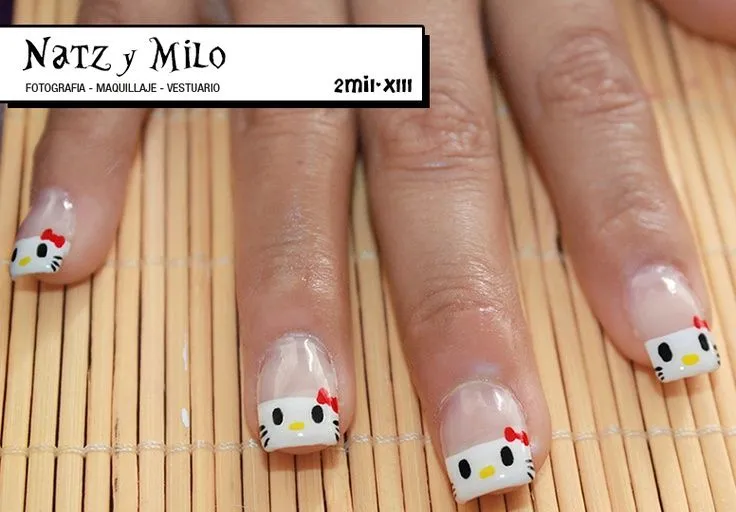 Uñas de acrigel con diseño de Hello Kitty | Nails | Uñas | Pinterest