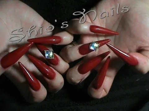 Uñas Acrilicas Rojo/Red Stiletto Nails - YouTube