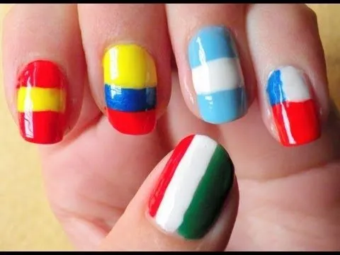Uñas banderas - flags nails - YouTube