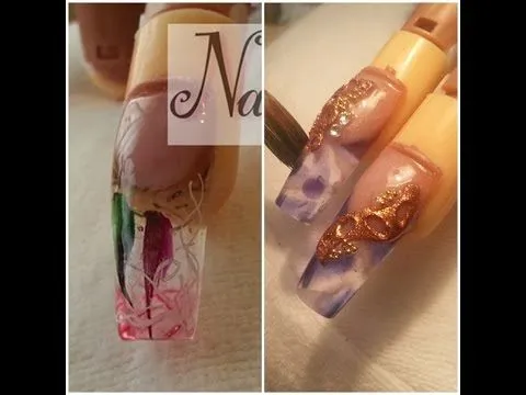 como hacer uñas con gota de arte - YouTube