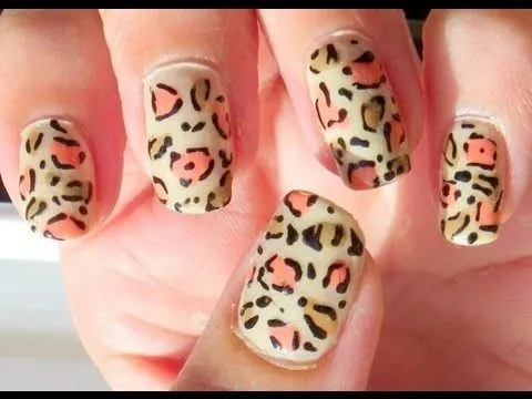 Uñas leopardo pastel - leopard nails - YouTube