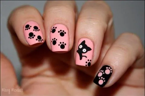 Uñas rosa gatito | Decorados | Pinterest | Cat Nail Art, Kitty and ...