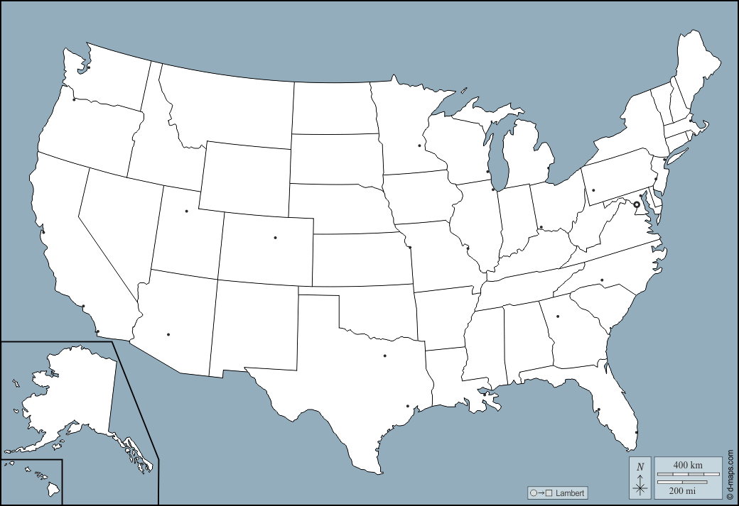 Estados Unidos con Alaska y Hawai: Mapa gratuito, mapa mudo ...