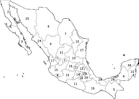 Mapa de los estados unidos mexicanos sin nombre - Imagui