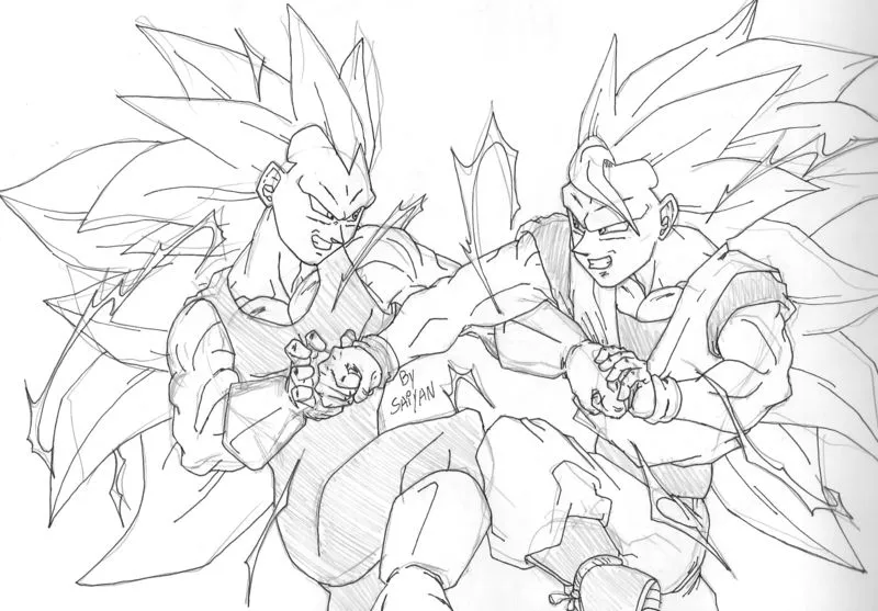 Dibujos para colorear de Goku y Vegeta - Imagui