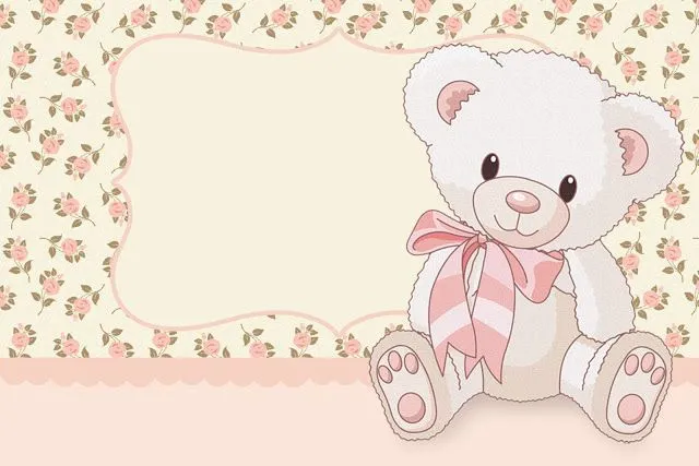 Ursinha Floral Rosa - Kit Completo com molduras para convites ...