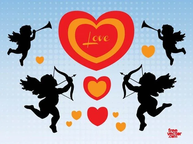 Valentine ángeles flechas y del corazón | Descargar Vectores gratis