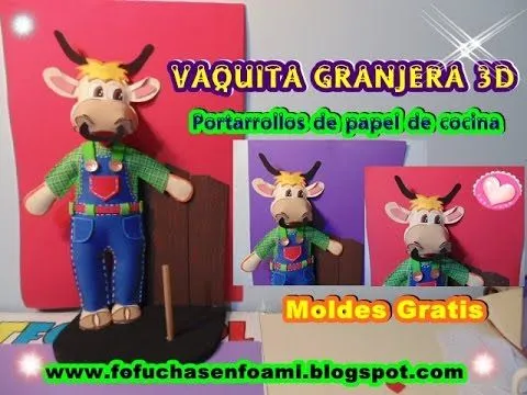 VAQUITA GRANJERA 3D EN FOAMI O GOMAEVA PARA LA COCINA - YouTube