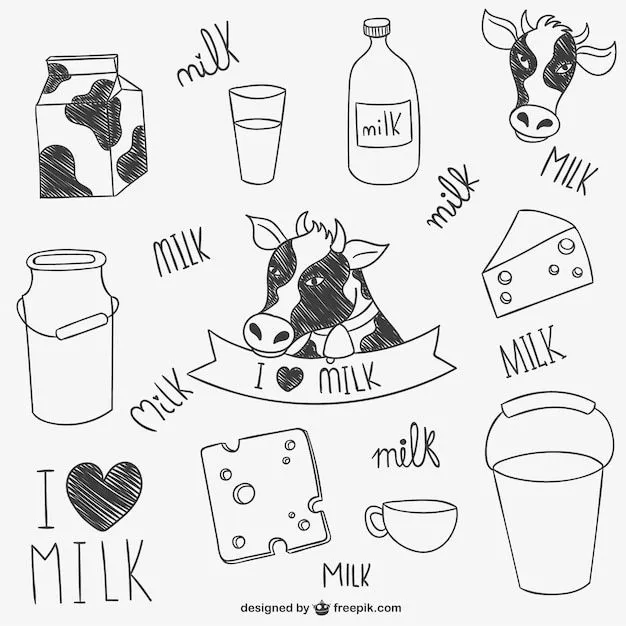 Colección de dibujos sobre leche | Descargar Vectores gratis