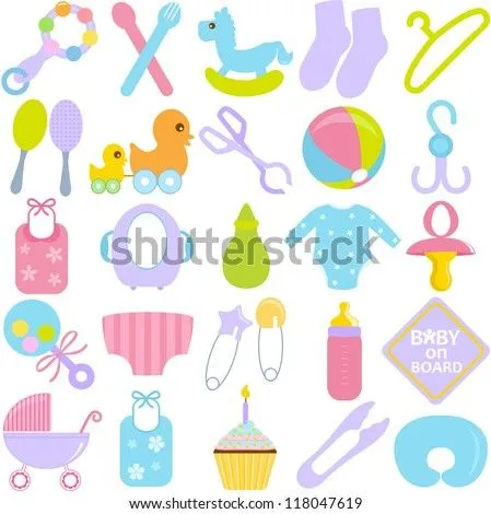 A Vector Collection Of Accessories For Mom And Baby In Pastel ...
