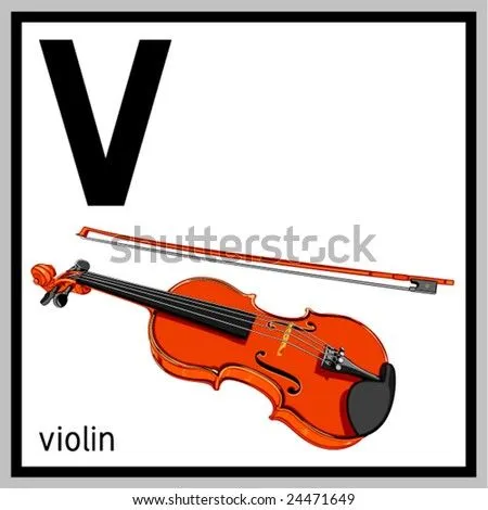 Vector Illustration Of Violin And English Letter "V". Does Not ...
