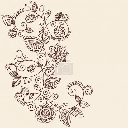 Vector of Tatuaje de henna paisley flores y enredaderas doodles vector