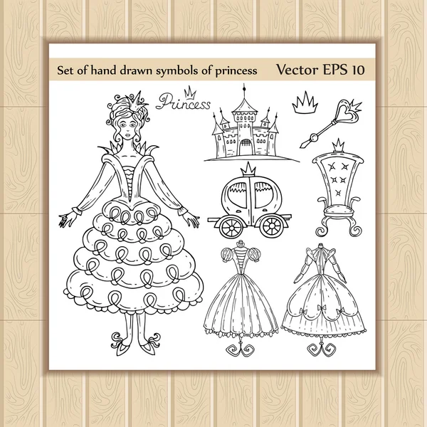 Vector set of symbols of princess in white and black color ...