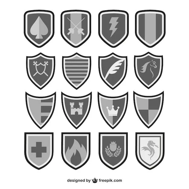 Vectores escudos en blanco y negro | Descargar Vectores gratis
