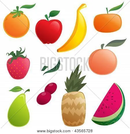 Vectores y fotos en stock de Brillante dibujos animados frutas ...