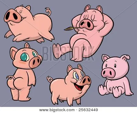 Vectores y fotos en stock de Cinco cerdos de dibujos animados ...