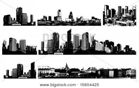 Ciudad vector blanco y negro - Imagui