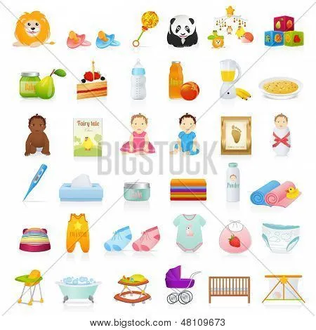 Vectores y fotos en stock de Conjunto de vectores: bebé iconos ...