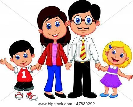 Familia feliz de 5 dibujo animado - Imagui
