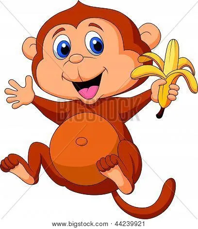 Vectores y fotos en stock de Dibujos animados mono lindo comer ...
