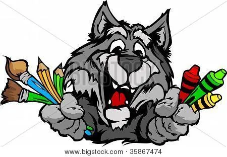Vectores y fotos en stock de Feliz preescolar lobo mascota ...