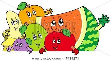 Vectores y fotos en stock de Lurking frutas de dibujos animados ...