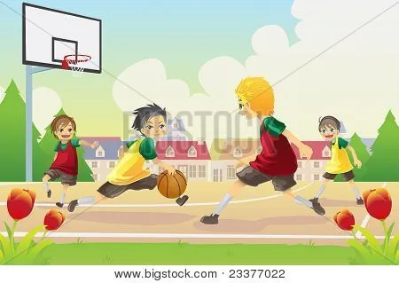 Vectores y fotos en stock de Niños jugando baloncesto | Bigstock