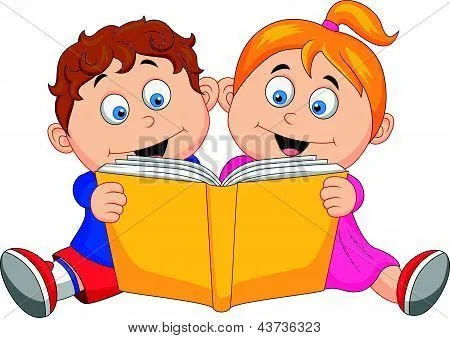 Niños en caricatura leyendo - Imagui
