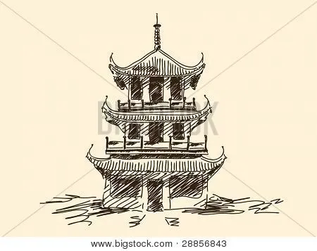 Vectores y fotos en stock de Pagoda China de la mano alzada Vector ...