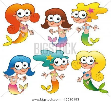 Vectores y fotos en stock de Sirenas graciosas. Dibujos animados y ...