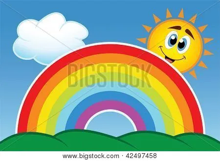 Vectores y fotos en stock de El sol, nubes y arco iris de vector ...