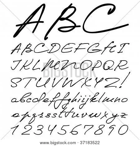 vector real hand Alphabet, uppercase and lowercase letters, digits ...