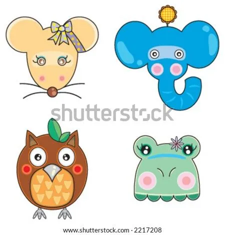 Vectors Cute Animals Face 04 - 2217208 : Shutterstock