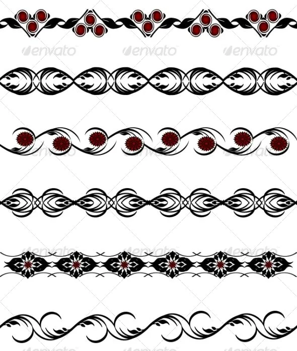 Vectors - set of floral borders | GraphicRiver