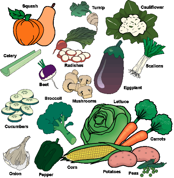 Vegetales en inglés y dibujos - Imagui