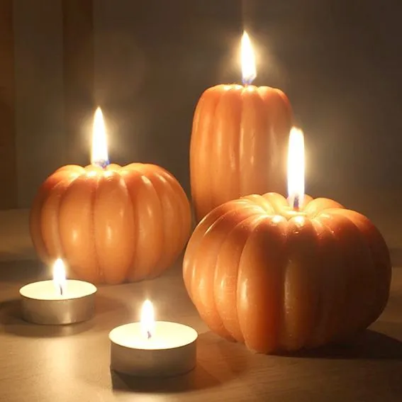 Velas de Halloween DIY, molde vela calabaza de otoño