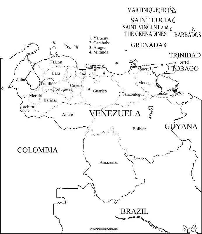 MAPA DE VENEZUELA CON LIMITES PARA COLOREAR - Imagui
